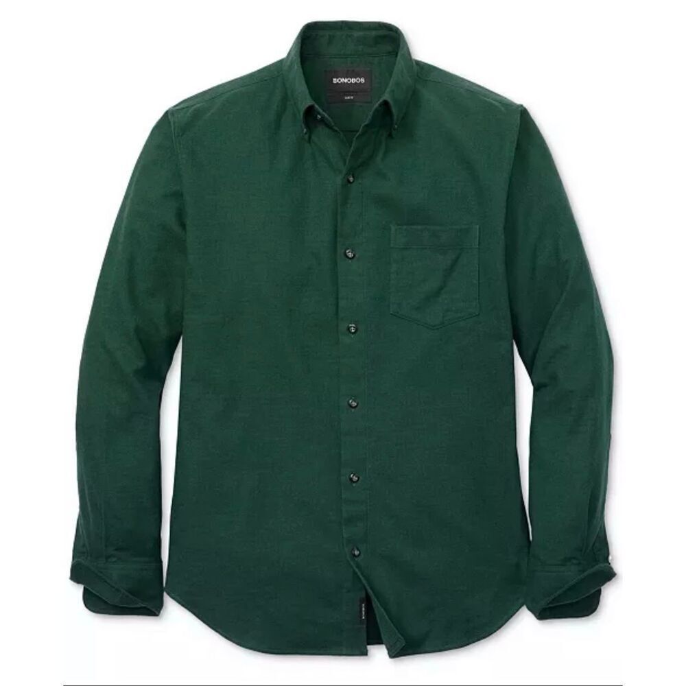 Bonobos Slim Fit Textured Long Sleeve Button-Down Shirt Green Dobby Houndstooth